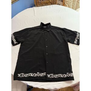 Amplify Black Embroidered Vintage Y2k Button Up Shirt Size Large